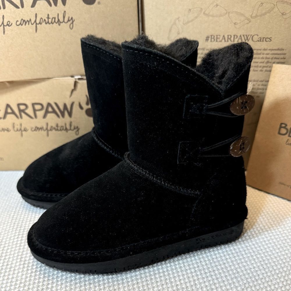 NWT Bearpaw Rosaline toddler boots cowhide suede exterior wool blend interior